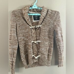 H&M L.O.G.G. Camel toggle Buttons Cotton Cardigan Sweater Grandpa Academia